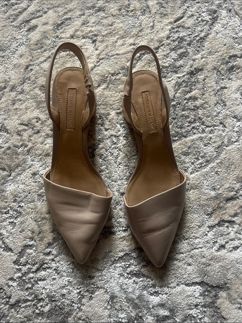 ANTONIO MELANI Nude Pointed Toe Slingback Flats